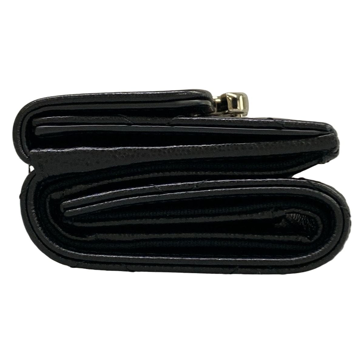 Chanel Trifold Wallet Small Flap Walletmatelasse Black Double Coco Clip Silver — view 9