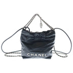 Chanel 22 Mini 2-Way Chain Purse Shoulder Bag Leather Black