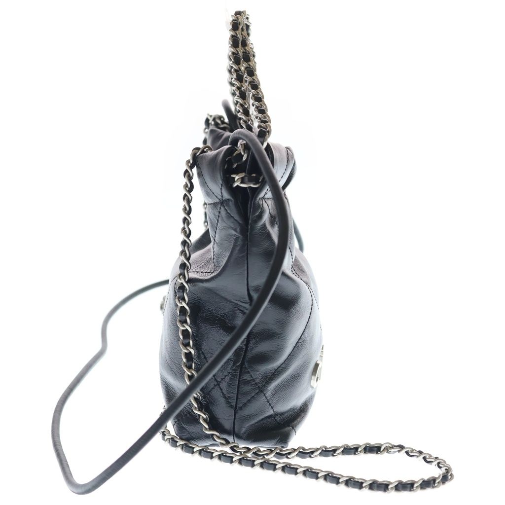 Chanel 22 Mini 2-Way Chain Purse Shoulder Bag Leather Black — view 3
