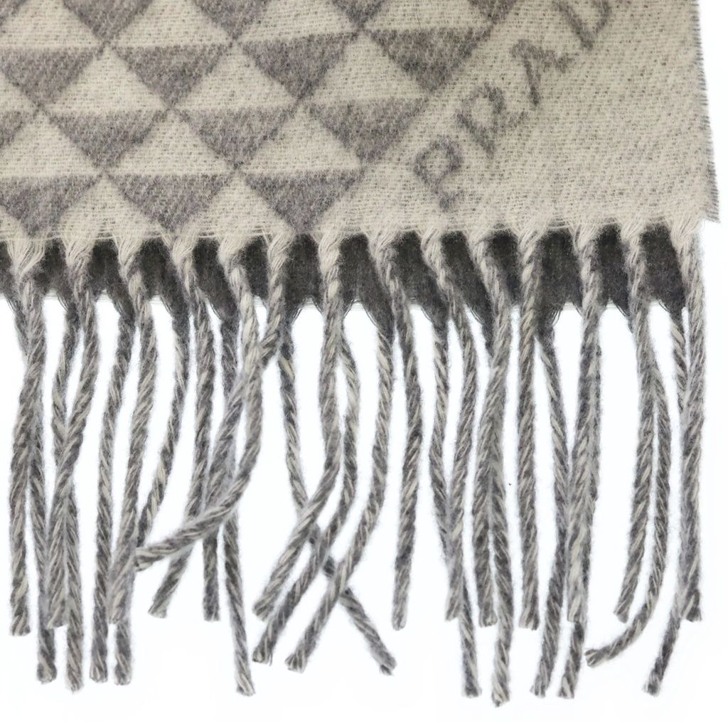 Prada Symbol Reversible Scarf Riba Sible Triangle Logo Shawl Gray — view 3