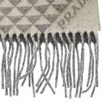 Prada Symbol Reversible Scarf Riba Sible Triangle Logo Shawl Gray — view 3