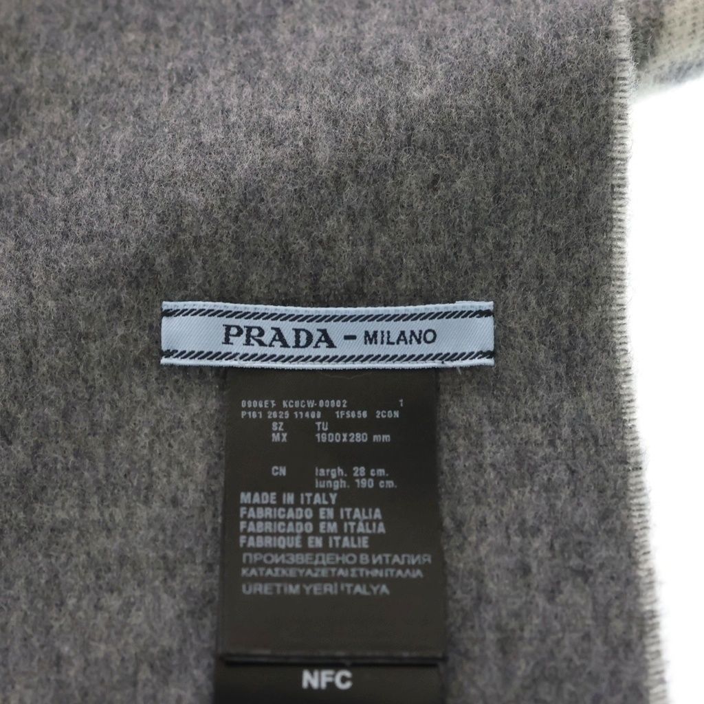 Prada Symbol Reversible Scarf Riba Sible Triangle Logo Shawl Gray — view 4