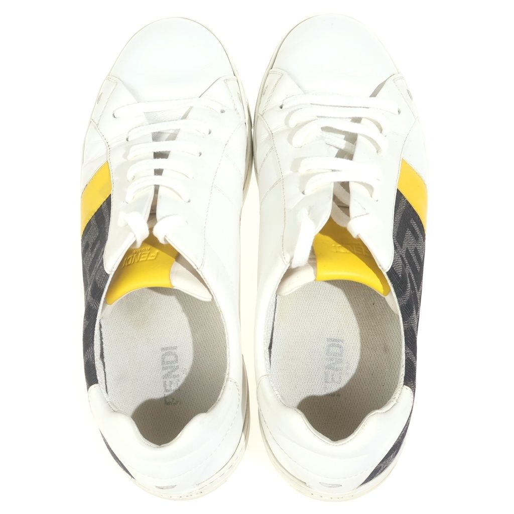Fendi Zucca Pattern Leather Low Cut Sneakers Shu White — view 4