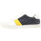 Fendi Zucca Pattern Leather Low Cut Sneakers Shu White