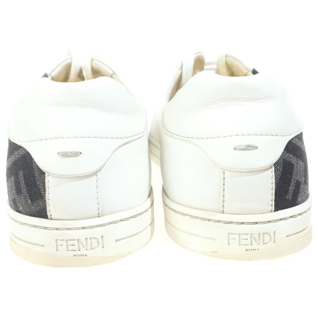 Fendi Zucca Pattern Leather Low Cut Sneakers Shu White — view 3
