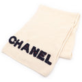 Chanel Logo Scarf White Cashmere