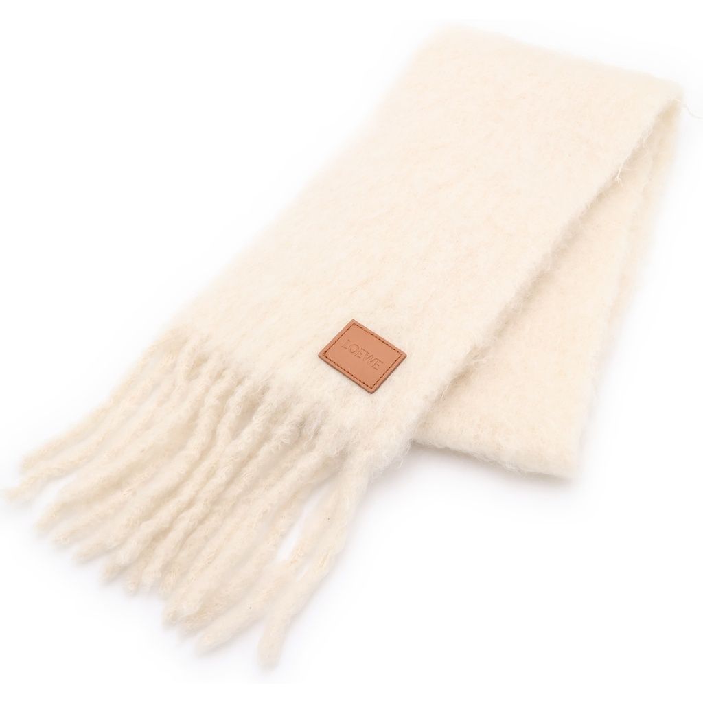 Loewe Scarf Anagram Patch White Mohair