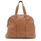 Saint Laurent Boston Bag Brown Leather Gold — view 2