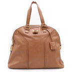 Saint Laurent Boston Bag Brown Leather Gold