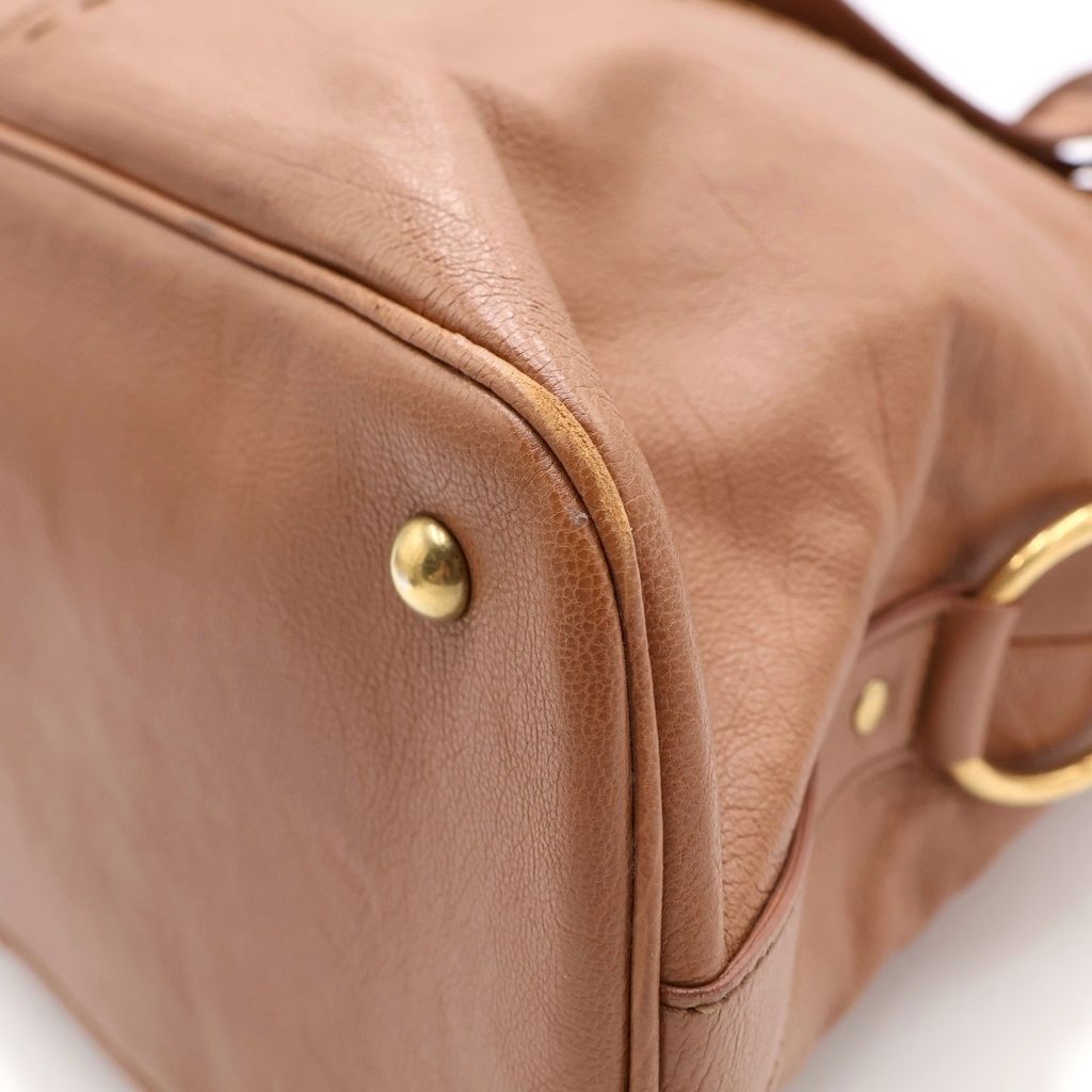 Saint Laurent Boston Bag Brown Leather Gold — view 6