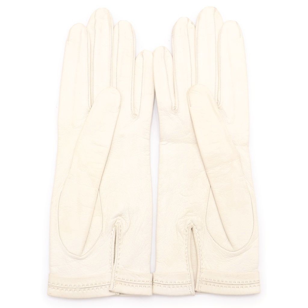 Hermes Vintage Leather Gloves White — view 2