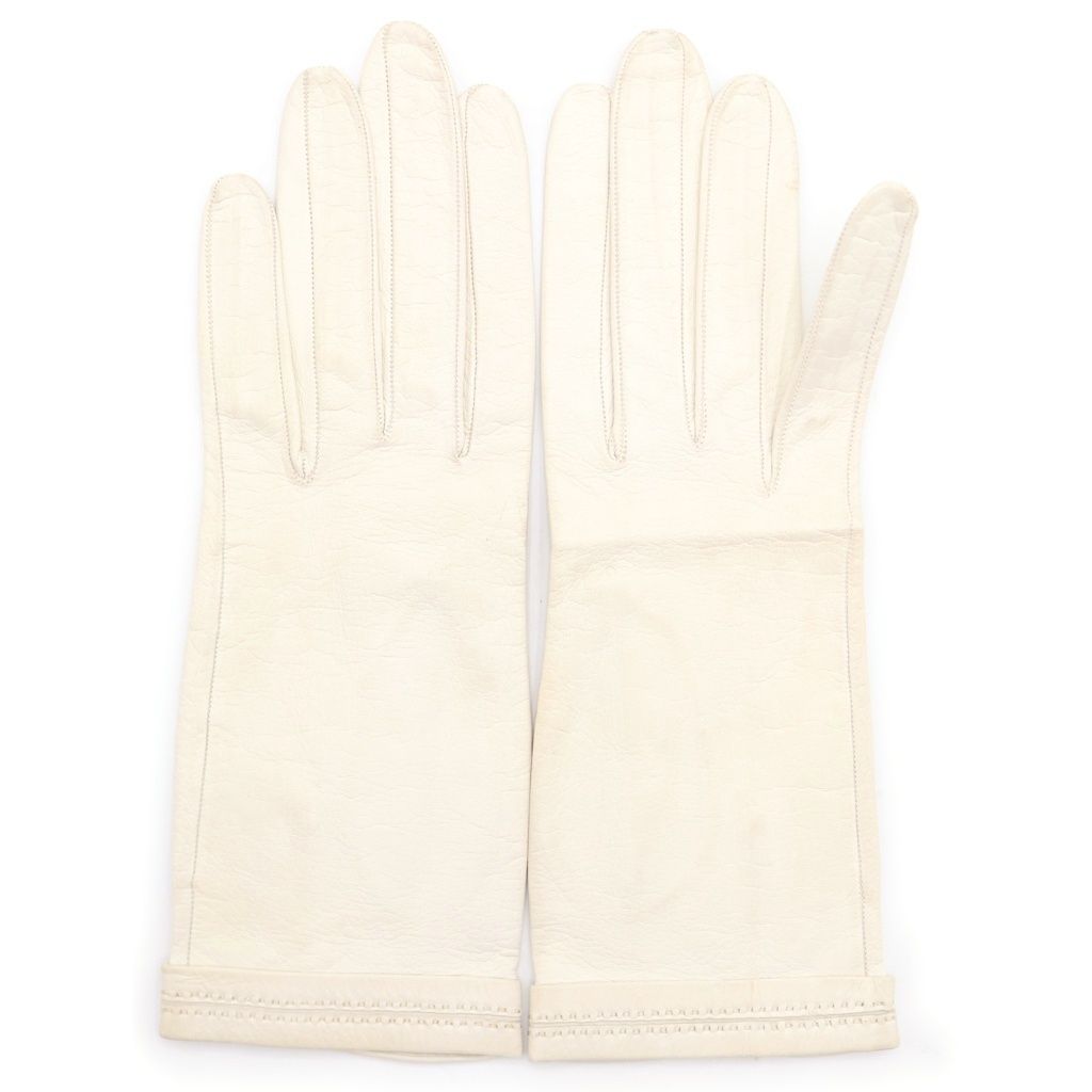 Hermes Vintage Leather Gloves White
