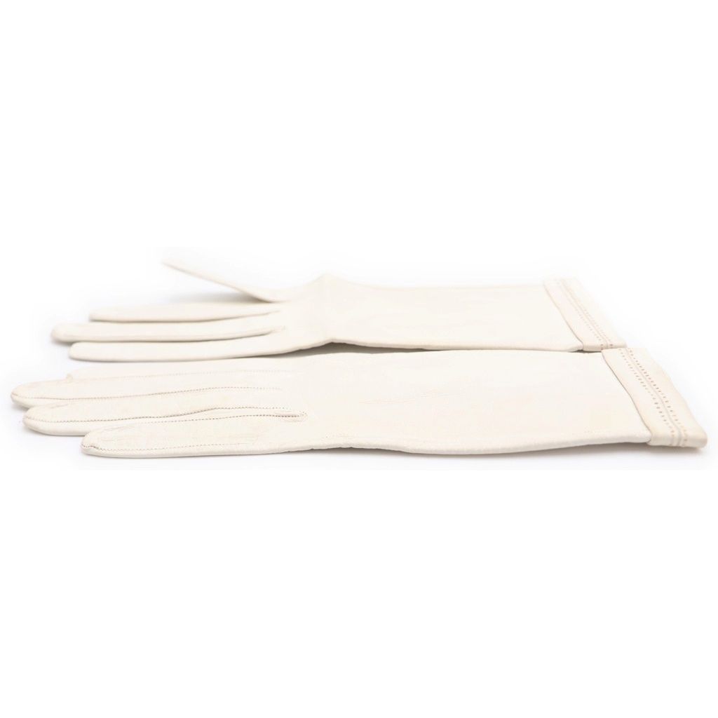 Hermes Vintage Leather Gloves White — view 3