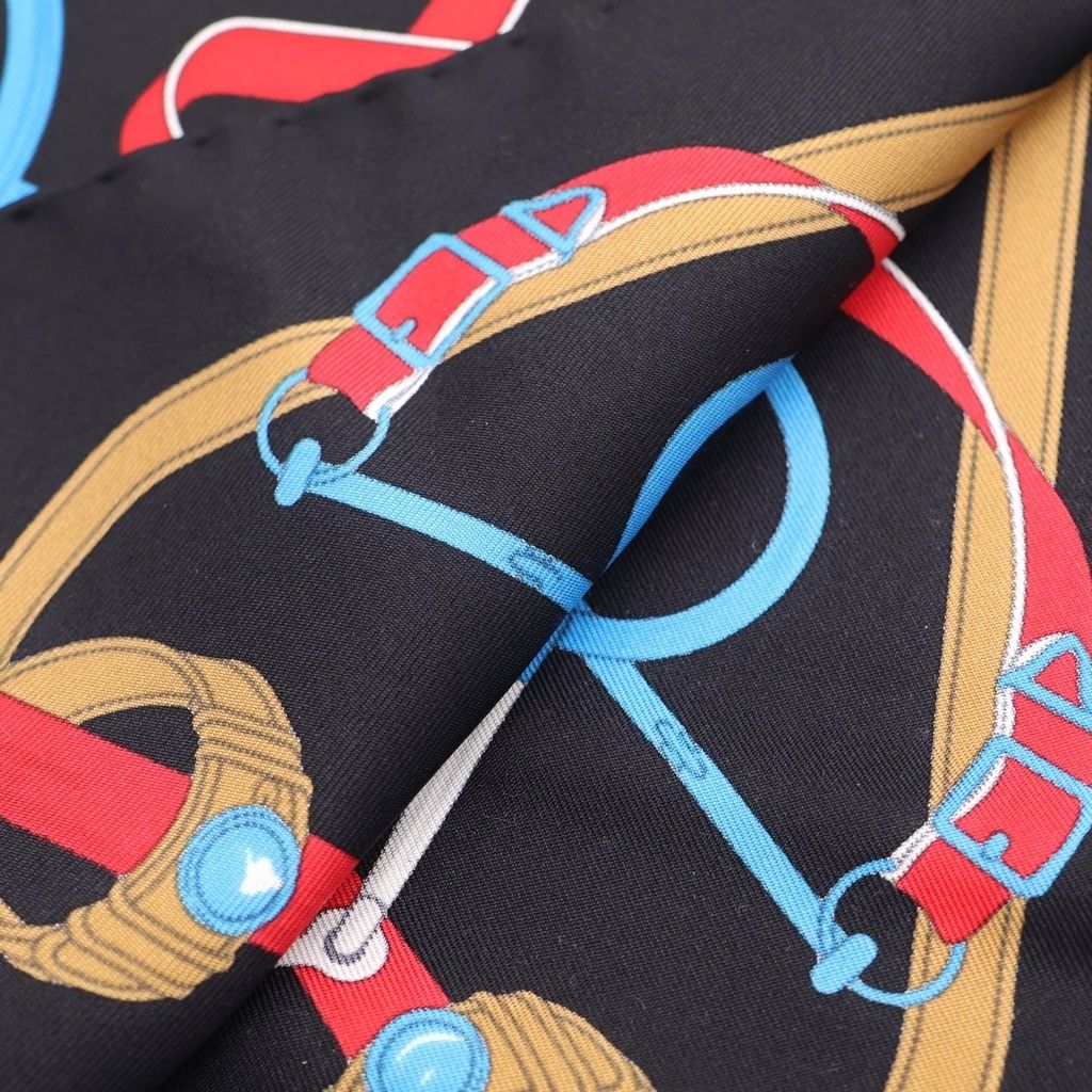 Hermes Carre 45 Yellow Silk Scarf Black — view 3