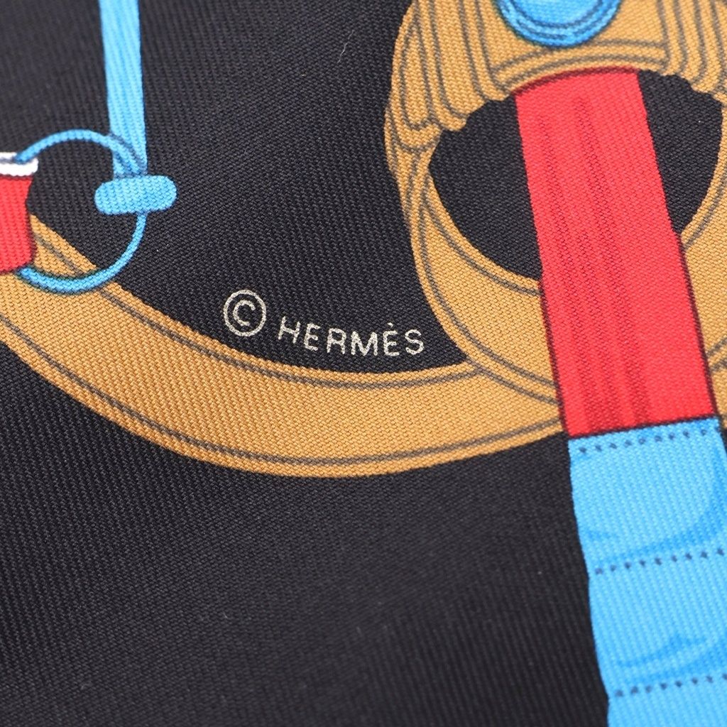 Hermes Carre 45 Yellow Silk Scarf Black — view 4