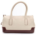 Prada Handbag Beige Brown Leather Patent Saffiano