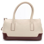 Prada Handbag Beige Brown Leather Patent Saffiano