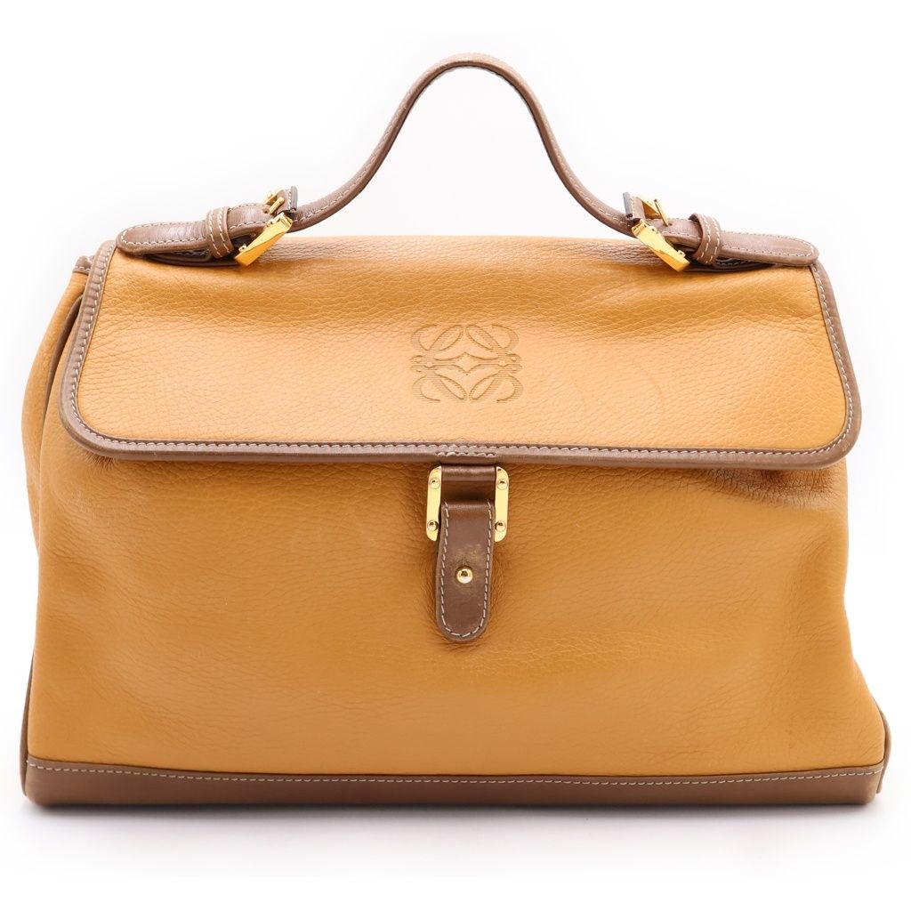 Loewe Anagram 2-Way Shoulder Bag Brown Leather Gold