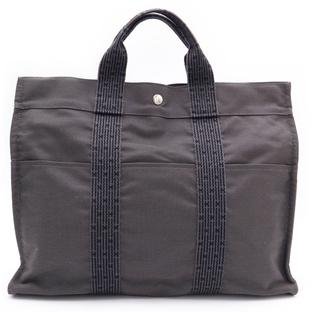 Hermes Her Line Tote Black Gray Canvas — view 2