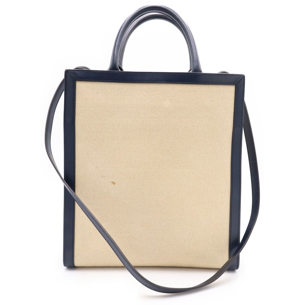 Celine Hippopotamus Canvas 2-Way Tote Shoulder Bag Beige Black — view 2