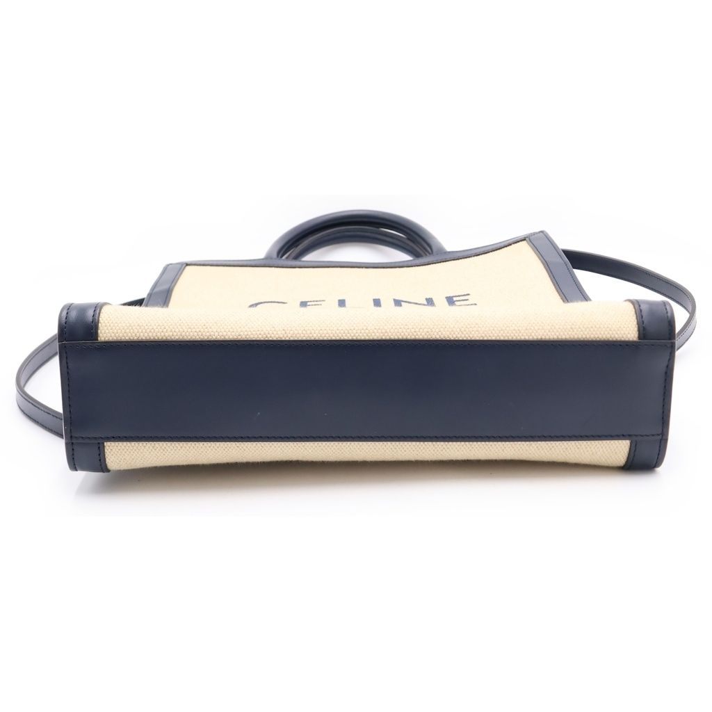 Celine Hippopotamus Canvas 2-Way Tote Shoulder Bag Beige Black — view 4