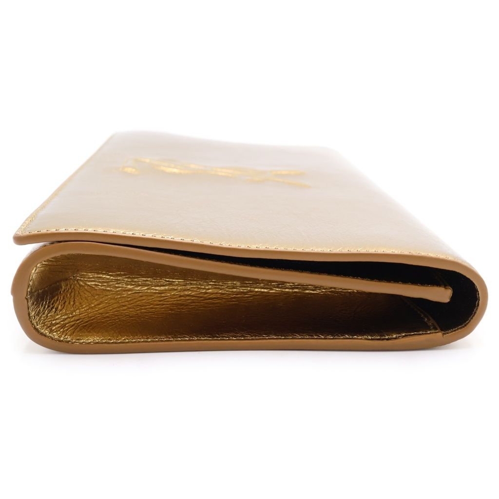Saint Laurent Paris Logo Clutch ndbag Gold Leather — view 3