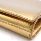 Saint Laurent Paris Logo Clutch ndbag Gold Leather — view 6