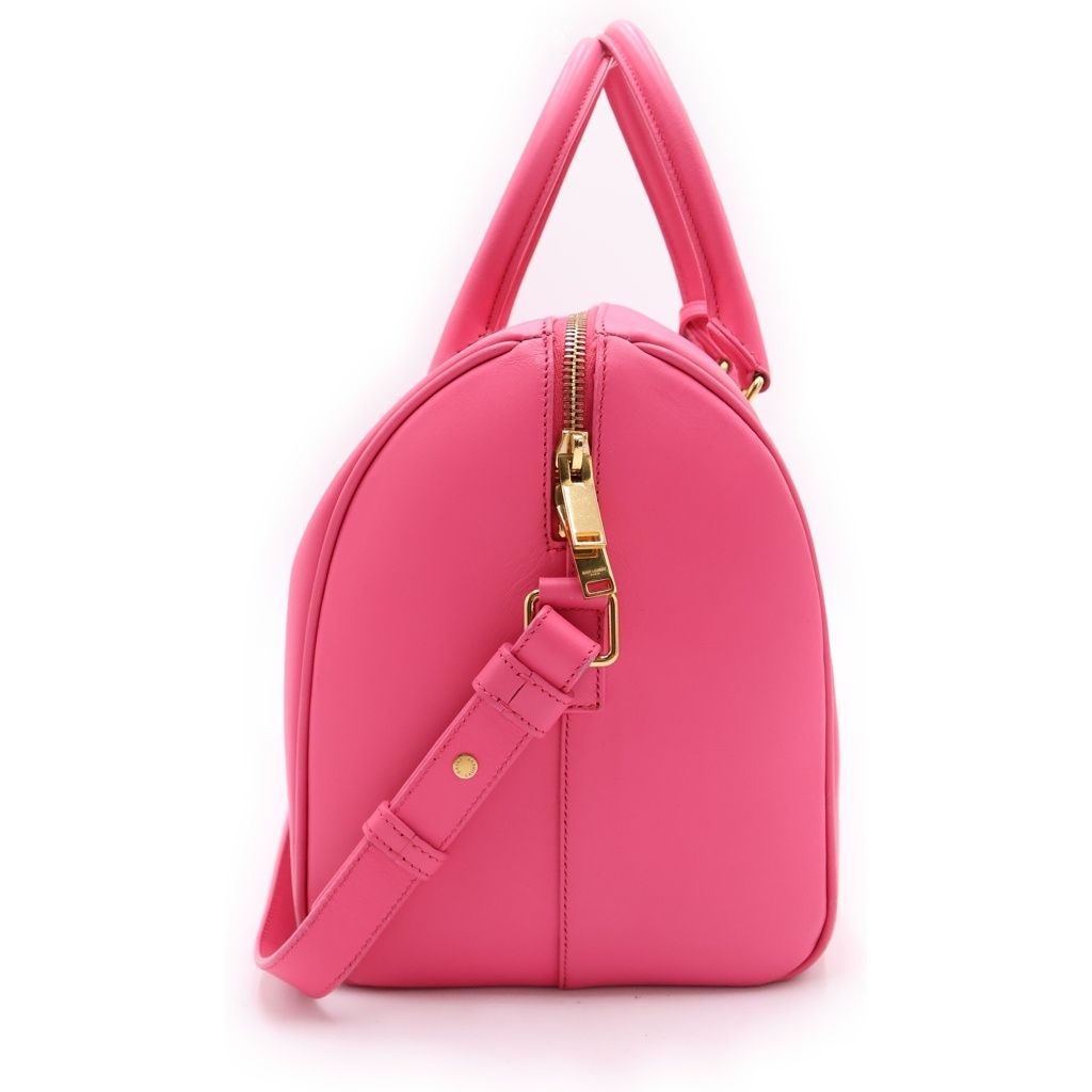 Saint Laurent Paris Duffle 2-Way Boston Bag Pink Leather Gold — view 3