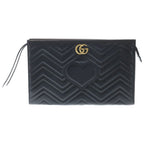 Gucci GG Marmont Clutch Black Leather Gold