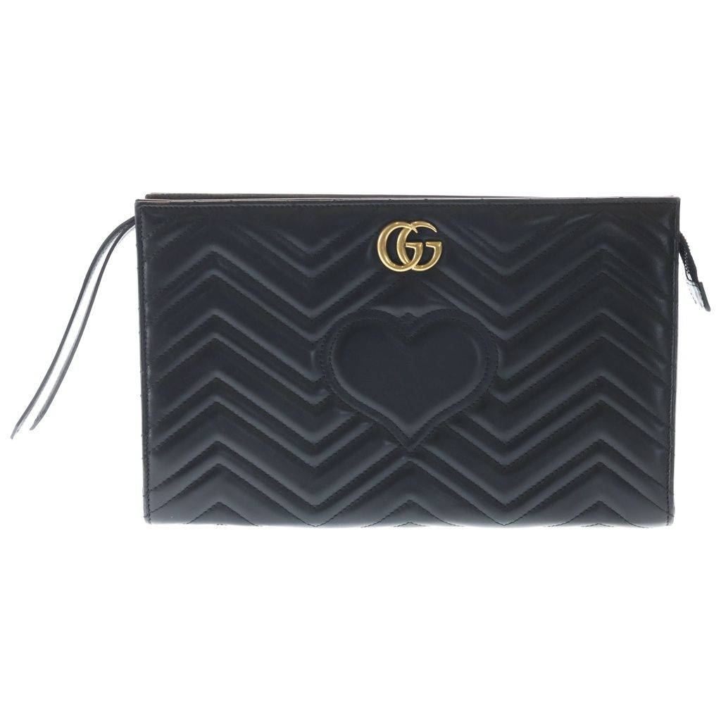 Gucci GG Marmont Clutch Black Leather Gold