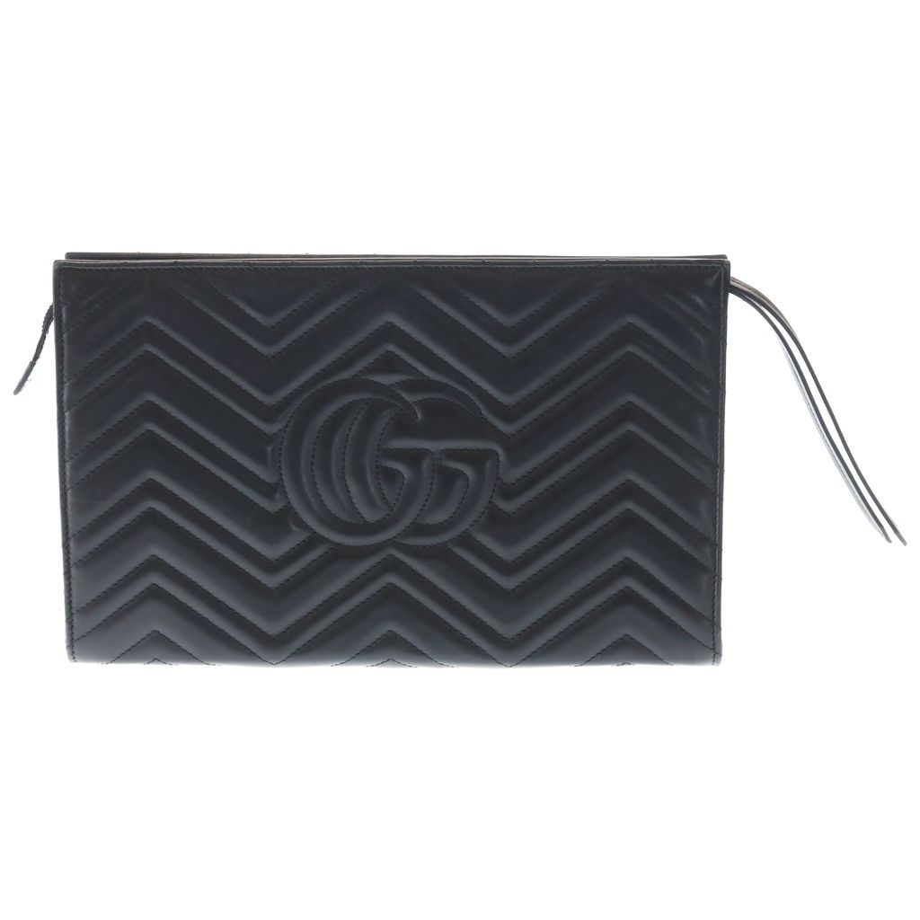 Gucci GG Marmont Clutch Black Leather Gold — view 2