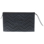Gucci GG Marmont Clutch Black Leather Gold — view 2