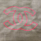 Chanel CC Logo Print Silk Cashmere Shawl Gray Scarf — view 2