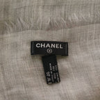 Chanel CC Logo Print Silk Cashmere Shawl Gray Scarf — view 4