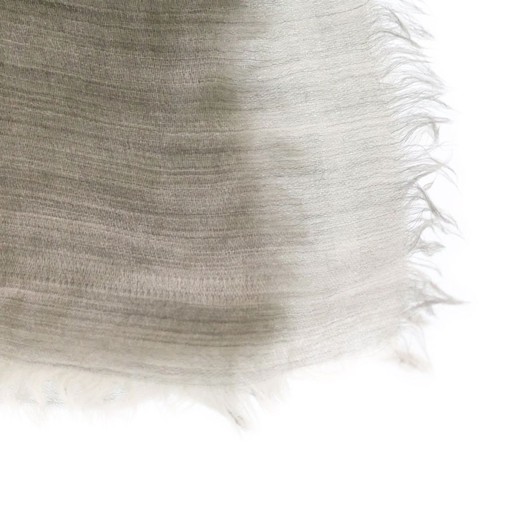 Chanel CC Logo Print Silk Cashmere Shawl Gray Scarf — view 3