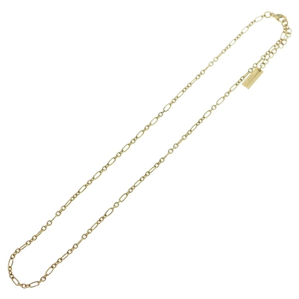 Saint Laurent Paris Chain Necklace Logo Plate Gold — view 2
