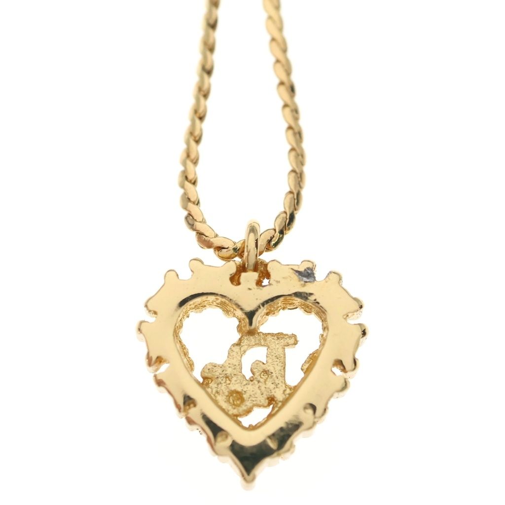 Dior Heart Rhinestone Necklace Gold — view 5