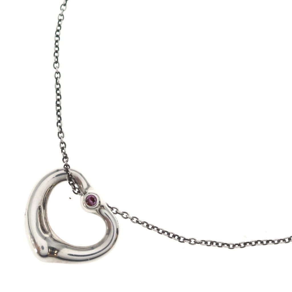 Tiffany & Co Open Heart Pink Saffiano Necklace