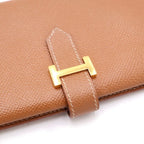 Hermes Bearn friends Epsom Longwallet Card Case Wallet Brown Gold Leather — view 5