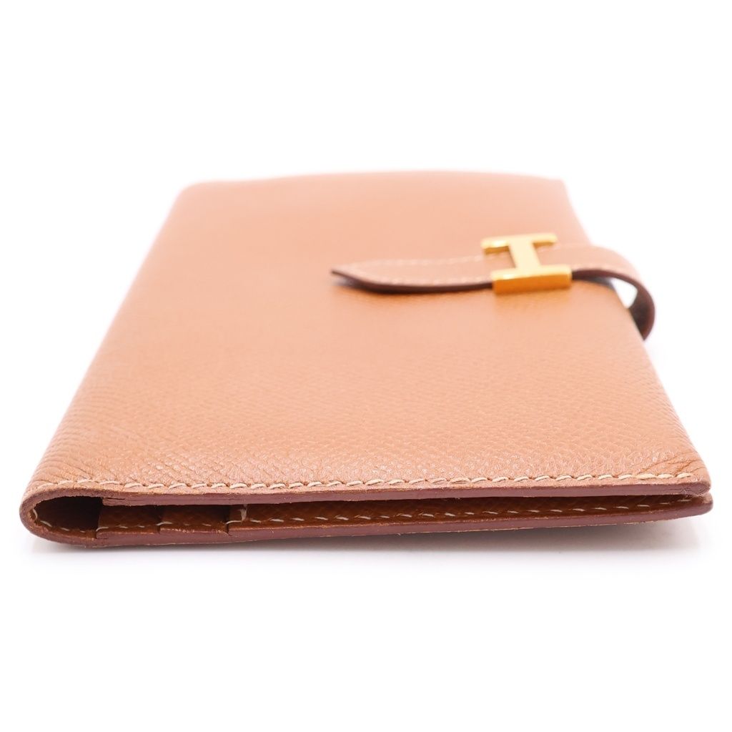 Hermes Bearn friends Epsom Longwallet Card Case Wallet Brown Gold Leather — view 3