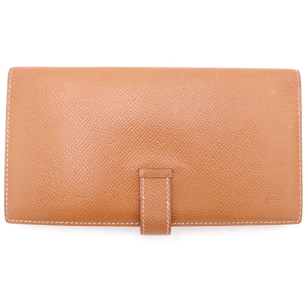 Hermes Bearn friends Epsom Longwallet Card Case Wallet Brown Gold Leather — view 2