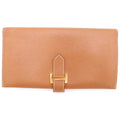 Hermes Bearn friends Epsom Longwallet Card Case Wallet Brown Gold Leather