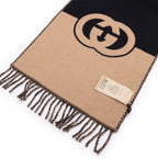Gucci Interlocking Bicolor Cashmere Pretend scarf Black Beige — view 4