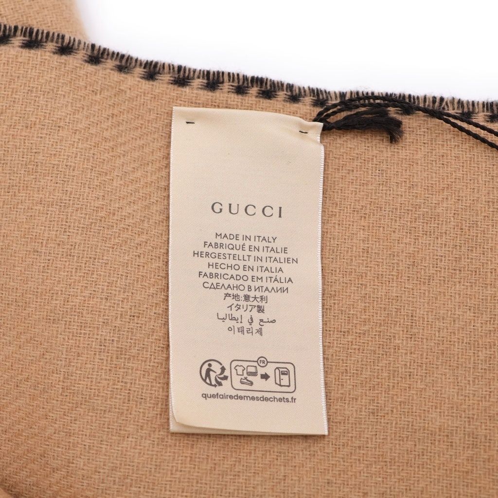 Gucci Interlocking Bicolor Cashmere Pretend scarf Black Beige — view 6