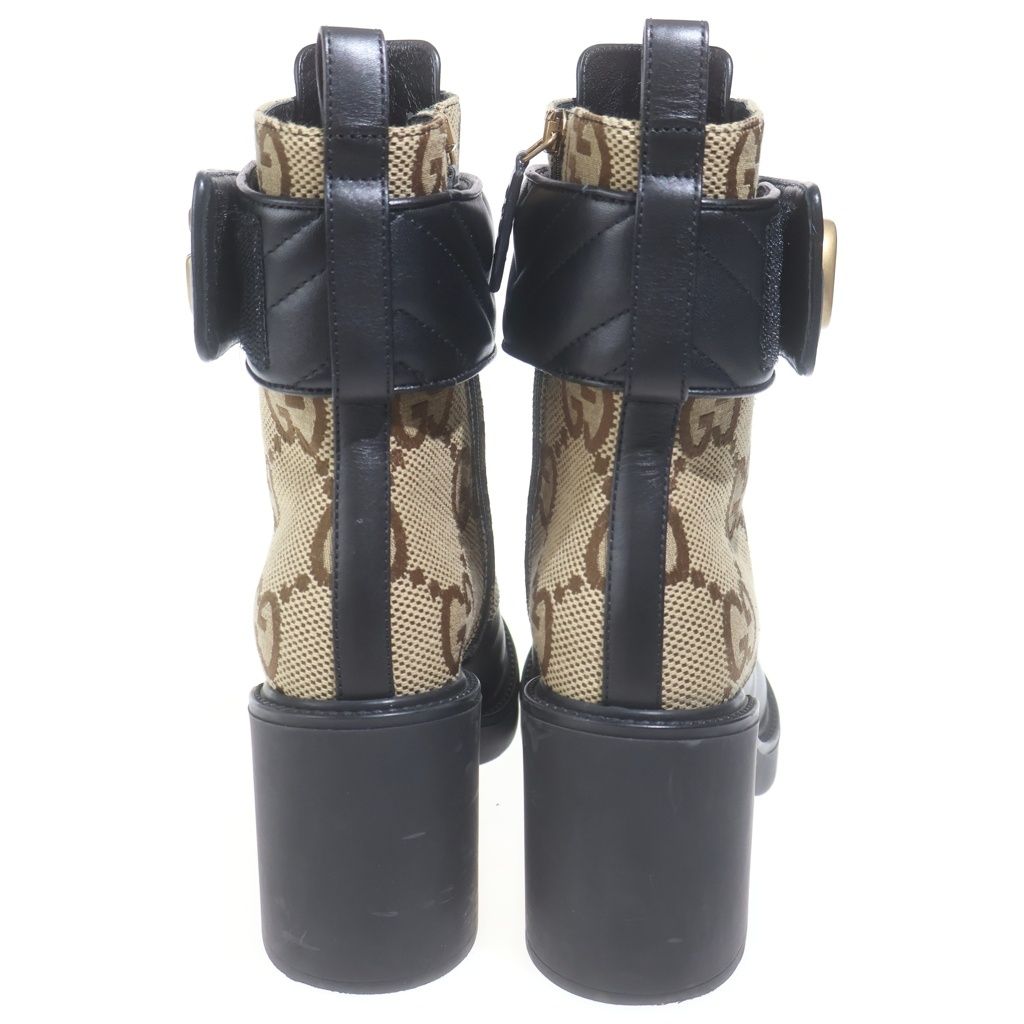 Gucci Jumbo GG Marmont Canvas suup Ankle Boots Beige — view 3