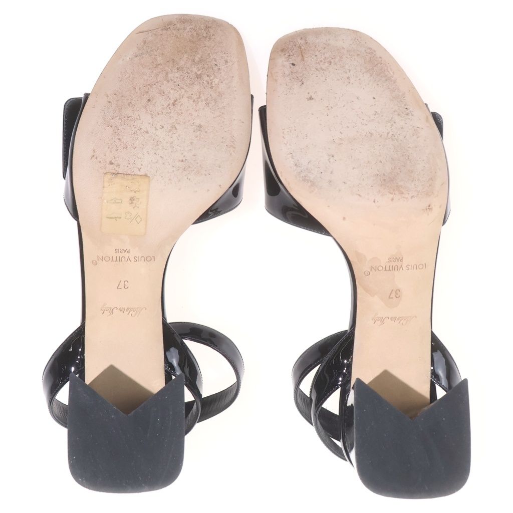 Louis Vuitton LV Sandals Enamel Leather Black — view 5