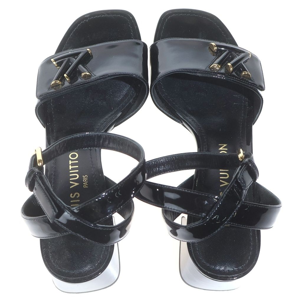 Louis Vuitton LV Sandals Enamel Leather Black — view 4