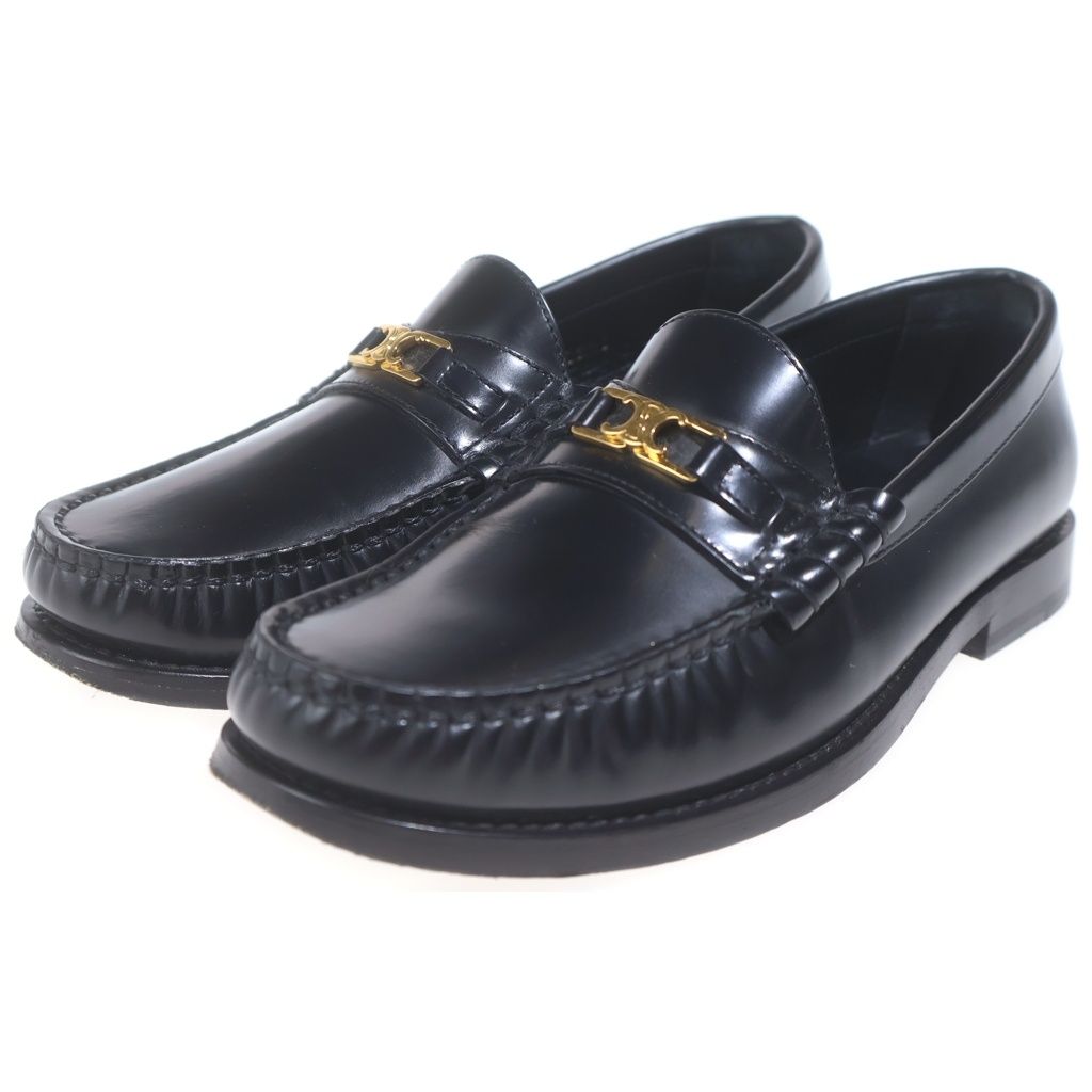 Celine Triomphe Leather Low Cut Shu Loafers Black — view 2