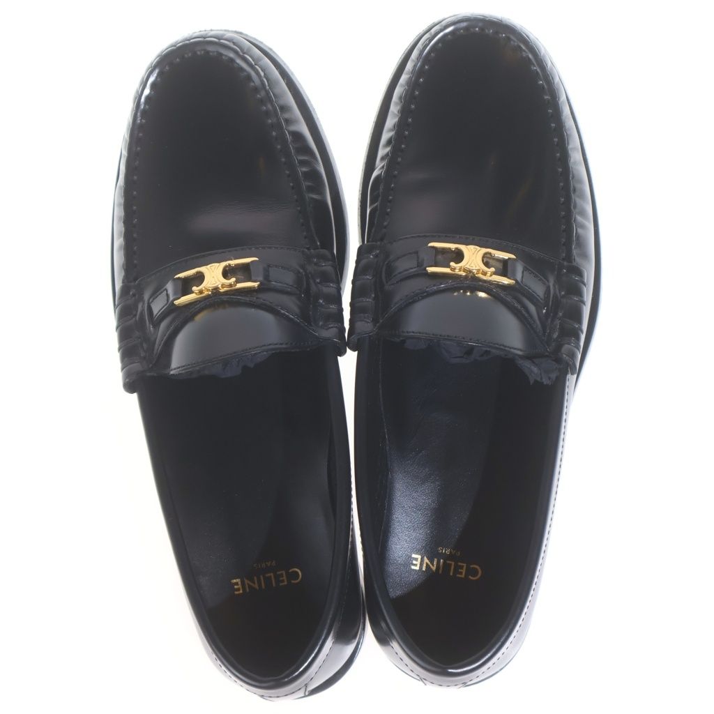 Celine Triomphe Leather Low Cut Shu Loafers Black — view 4