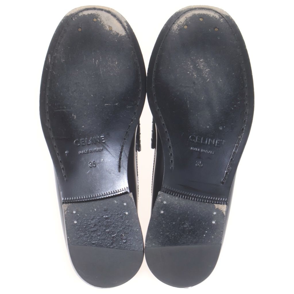 Celine Triomphe Leather Low Cut Shu Loafers Black — view 5
